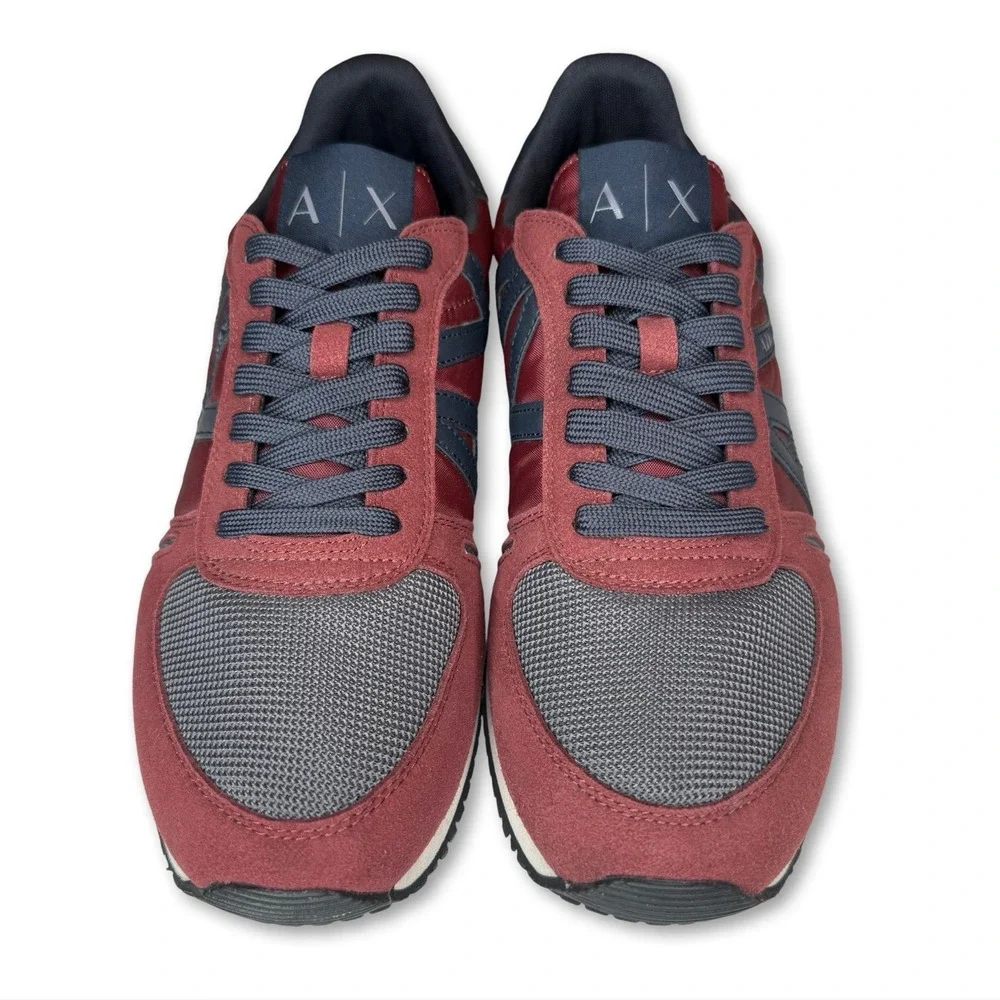 Armani Exchange Sneaker Mens 7 Micro Suede Bordeaux Navy‎ XUX017 XV028
